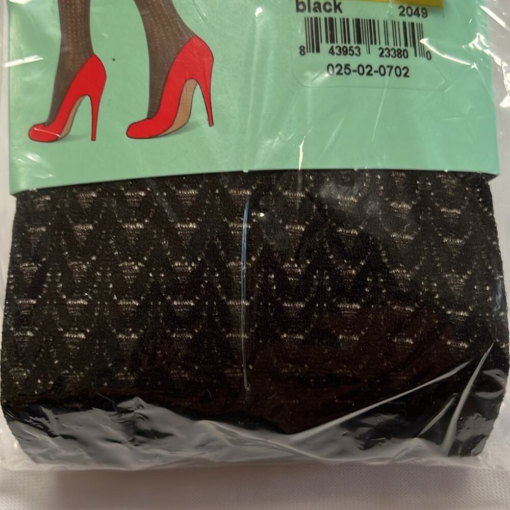 SPANX Assets Shaping Tights Textured Wish Bone Black Size 3 Flattens Smoothes - Picture 4 of 7